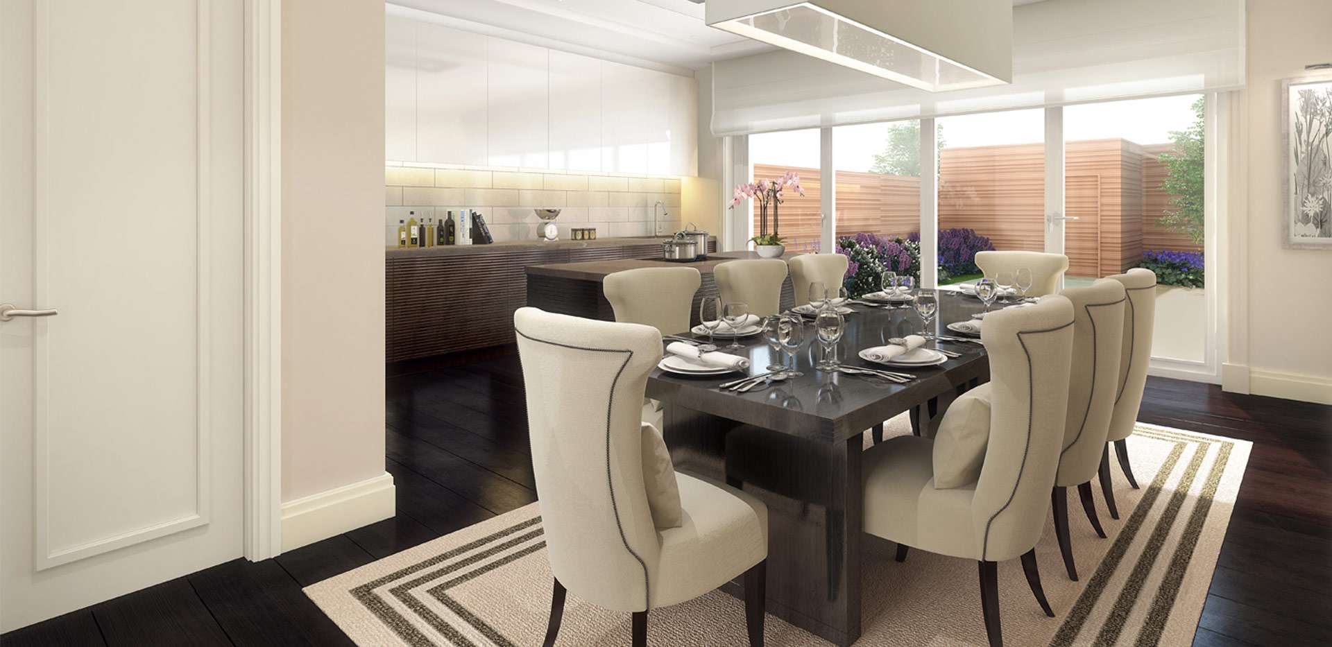 St James, Hurlingham Gate,Kitchen, Dining, Garden Views, Interior