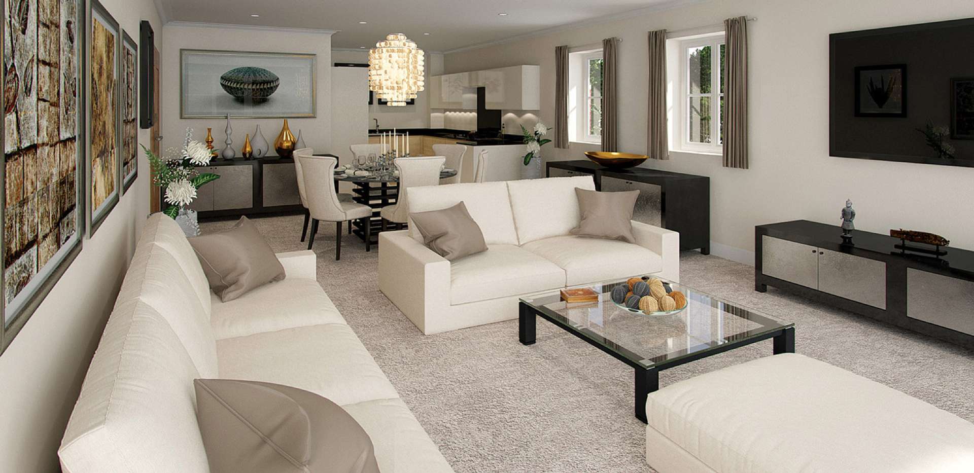 Berkeley, The Groves, Lounge, Dining Area, Kitchen, Property 7, CGI, Interior