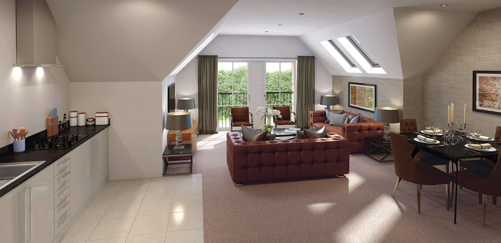 Berkeley, The Groves, Lounge, Dining Area, Kitchen, Property 11, CGI, Interior