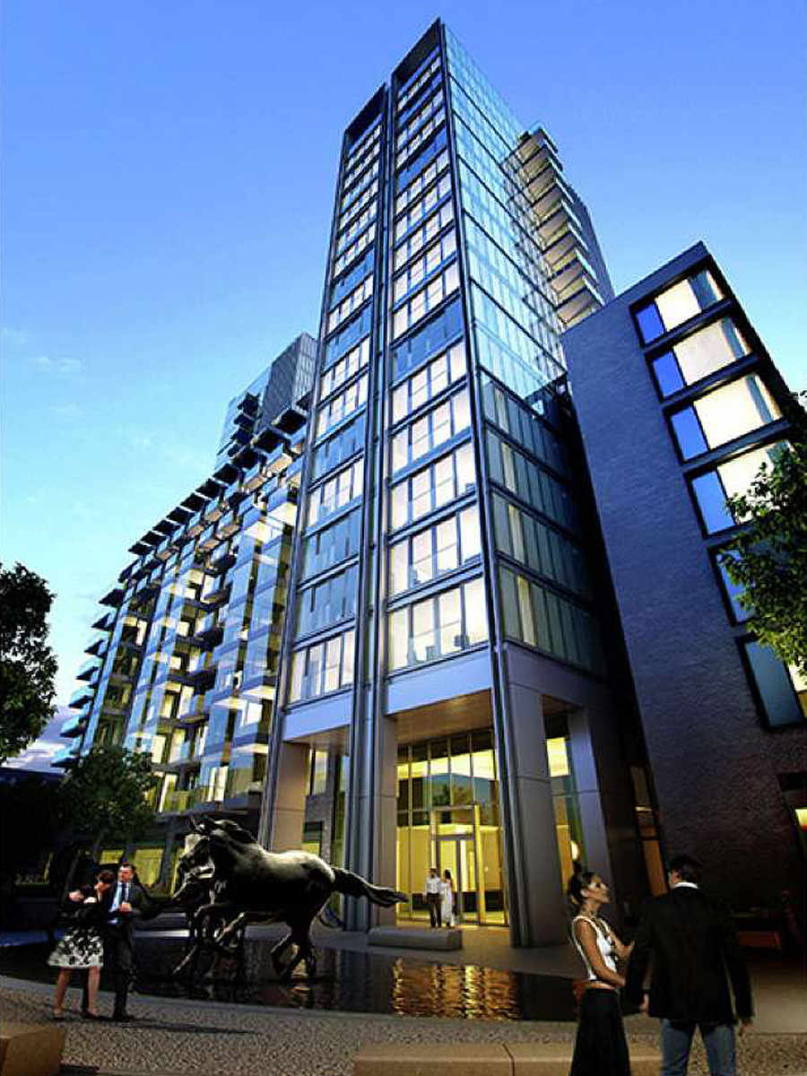 Berkeley, Goodman's Fields, Satin House, Entrance Area, CGI, Exterior