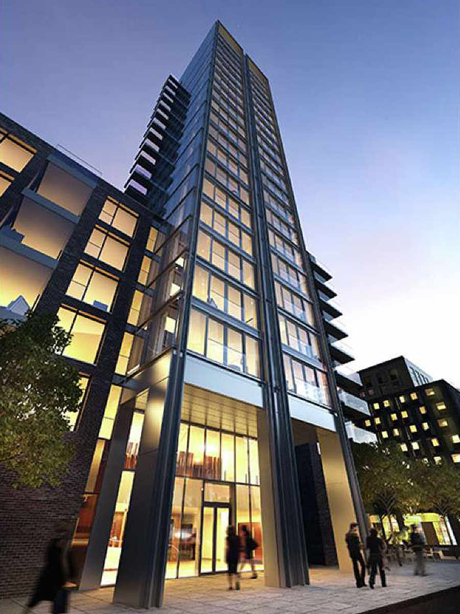 Berkeley, Goodman's Fields, Silk House, Entrance Area, CGI, Exterior