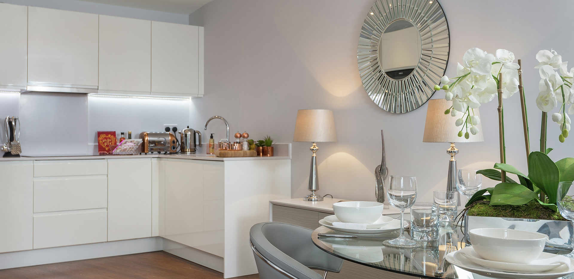 St. Edward, Stanmore Place, Interior, Show Apartment, Kitchen, Dining