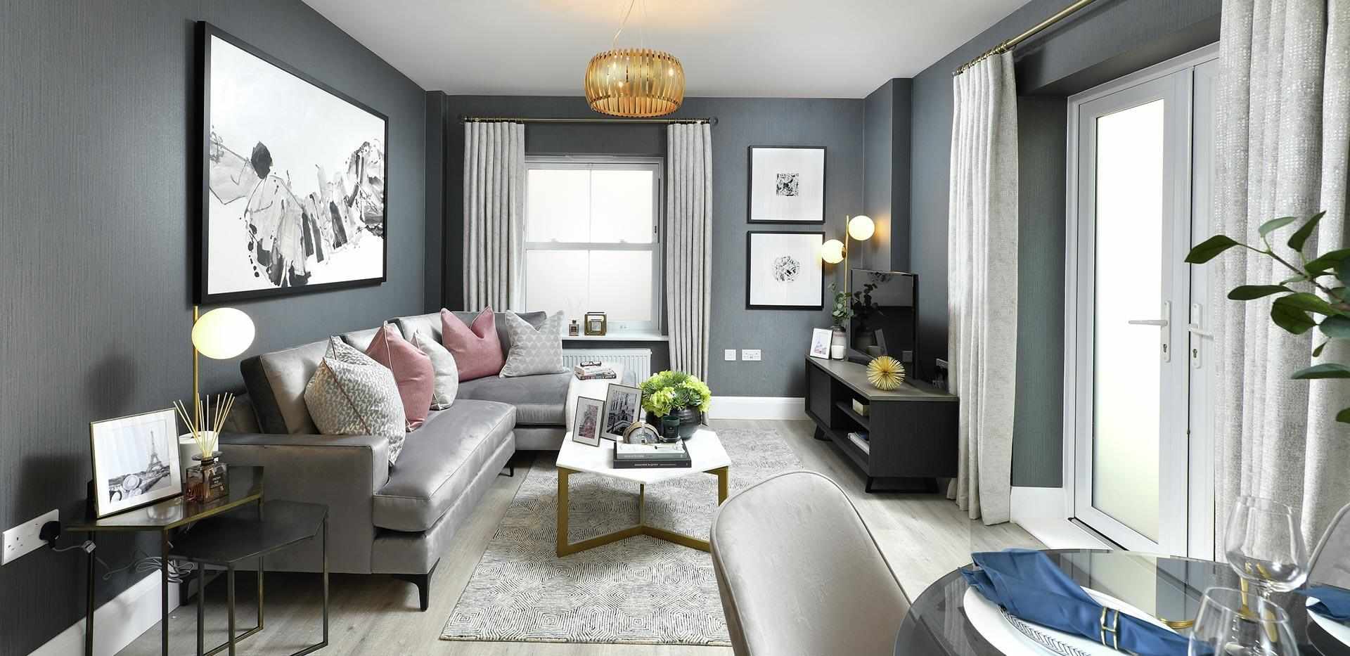 Berkeley, Royal Wells Park, 2 Bedroom Show Apartment, Living Room