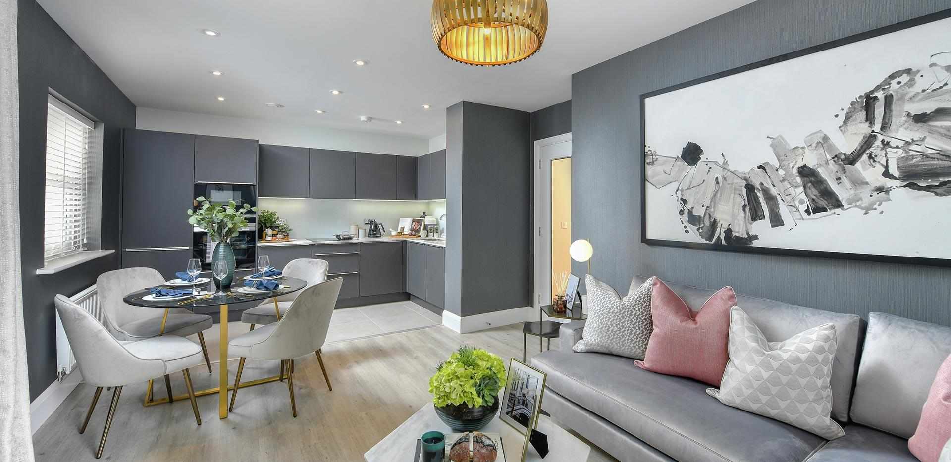 Berkeley, Royal Wells Park, 2 Bedroom Show Apartment, Living / Dining Room