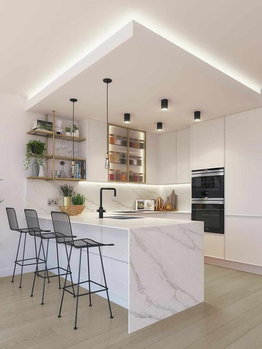 Berkeley, 250 City Road, Development Interior, Kitchen, Light Scheme