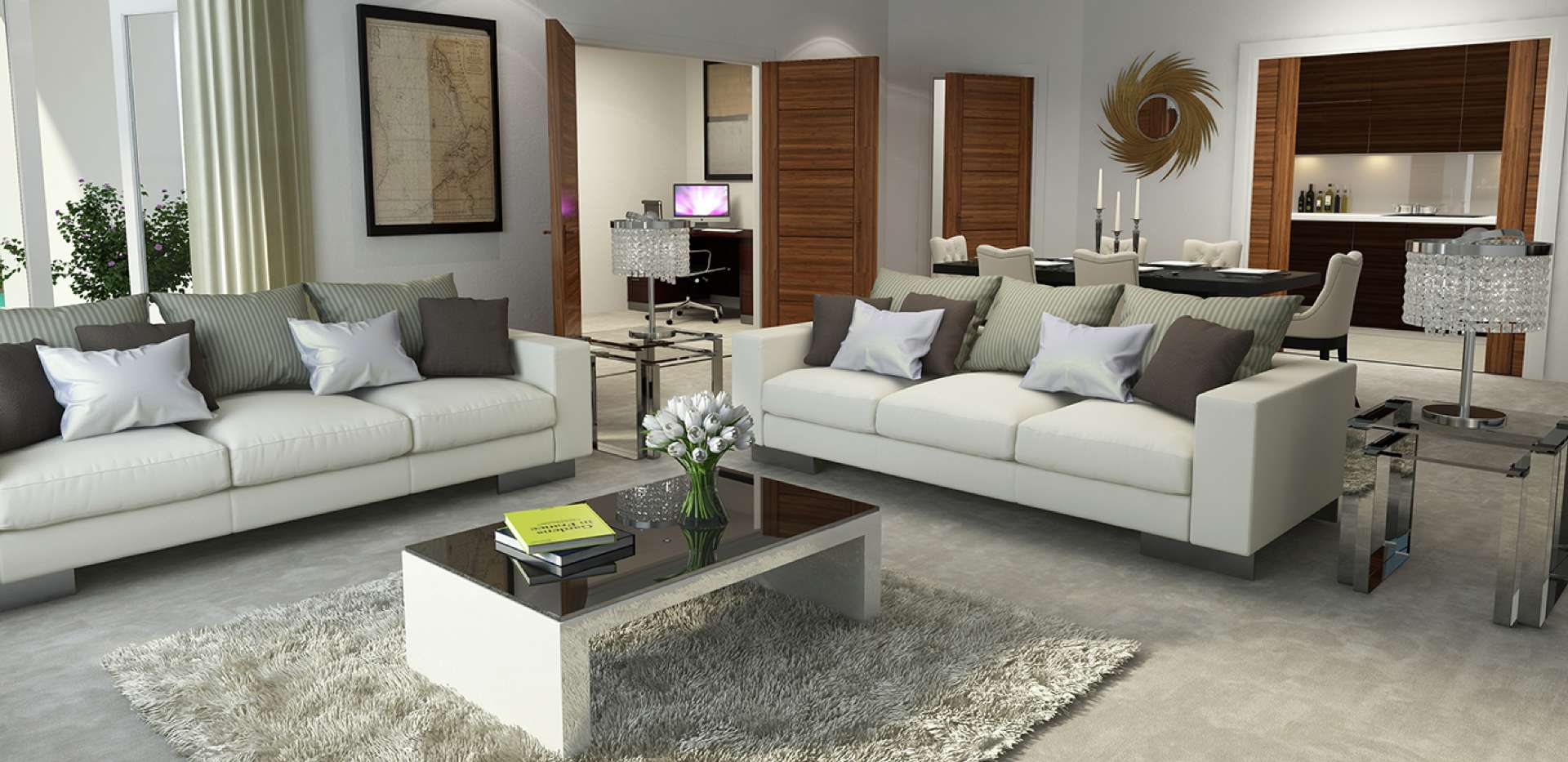 Berkeley, Thirlestaine park, grand hall, interior, lounge, CGI