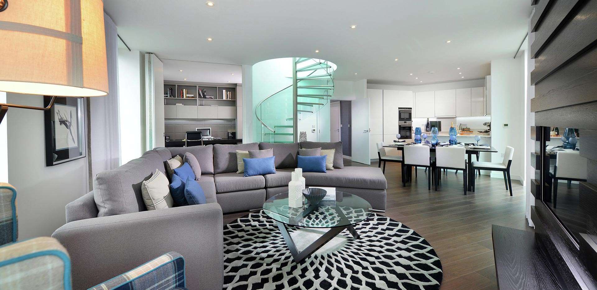 Berkeley, Saffron Square, Property D15.01, Lounge, Kitchen, Dining Area, Interior