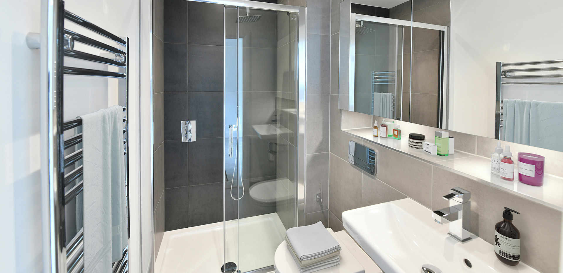 Berkeley, Royal Wells Park, Apartment Interiors, Shower Room