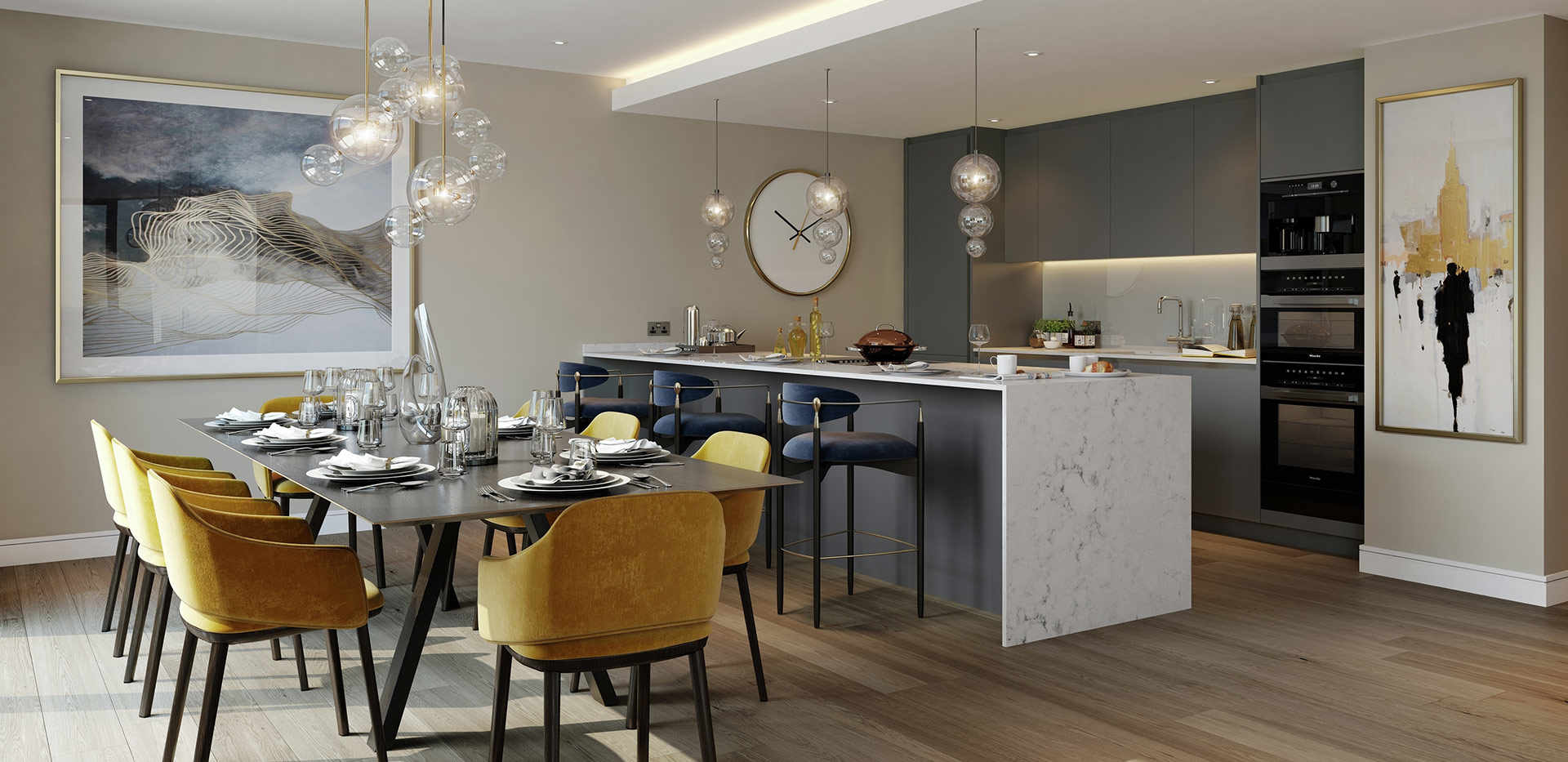 Berkeley, South Quay Plaza, The Executive Collection, Interiors, Kitchen / Dining