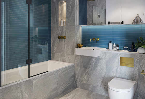 St George, Grand Union, Waterview House, Specification, Dark Bathroom
