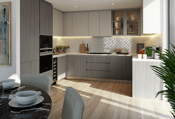 St William, Prince of Wales Drive, Upper Park Residences, Specification, Dusk, Kitchen