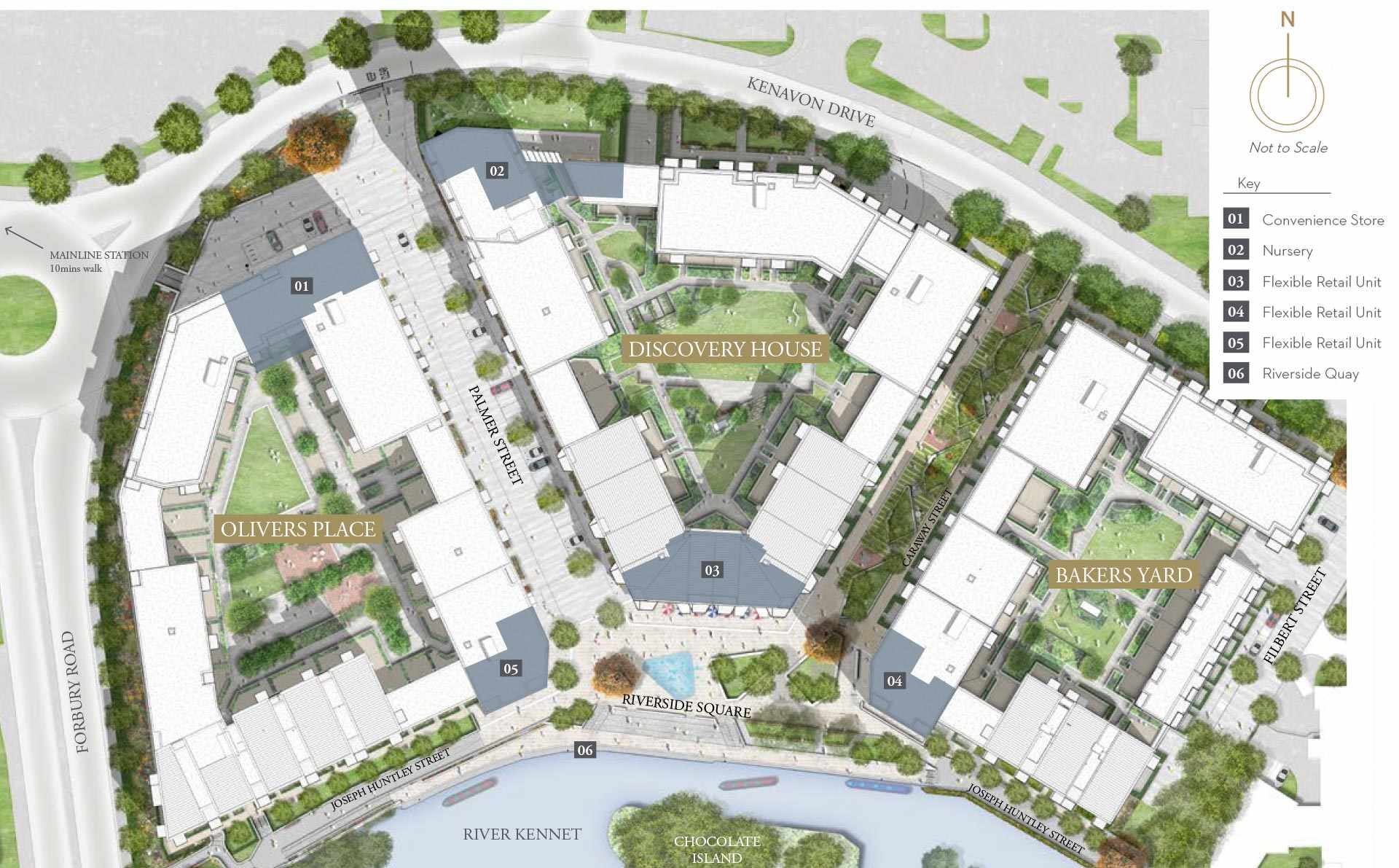 Berkeley, Huntley Wharf, Commercial Units, Site Plan