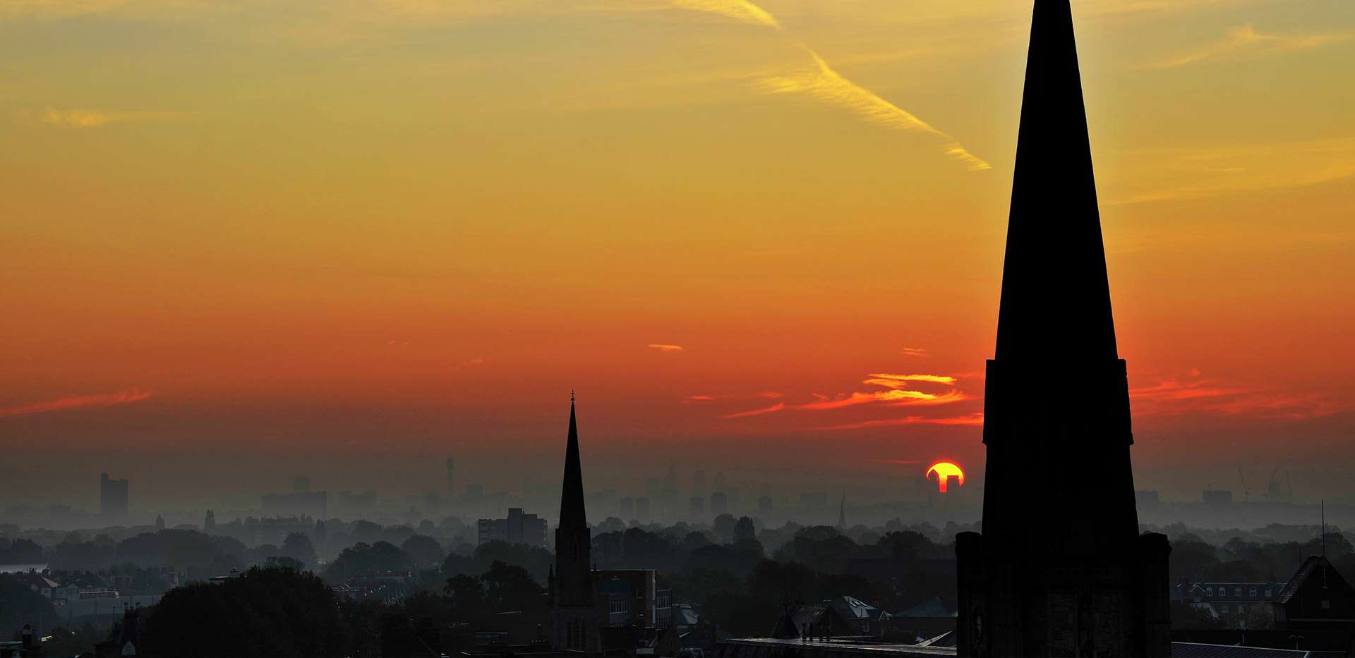 St George, Dickens Yard, View, Orange Sunrise