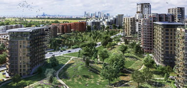 Image of a Berkeley development boasting open green space
