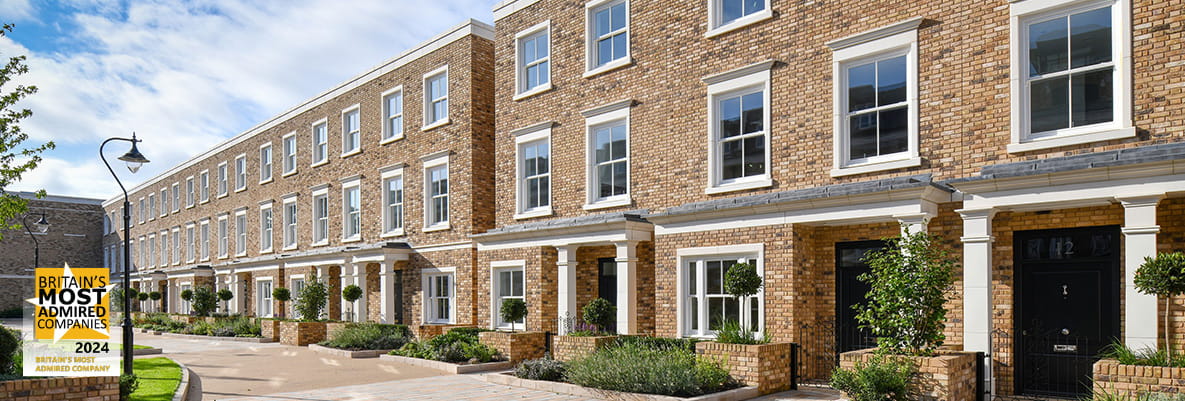 Exterior image of Chiswick Gate with Britain's Most Admired Company logo