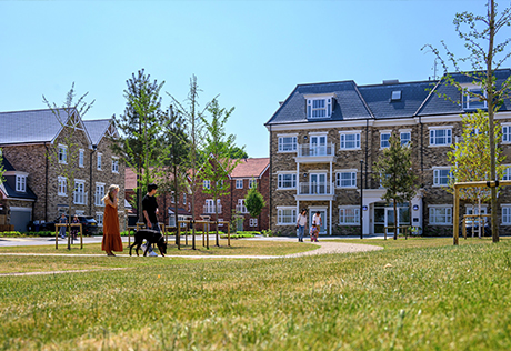 External picture of Hartland homes located by the community park