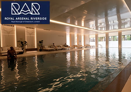An image of the Residents Pool at Royal Arsenal Riverside