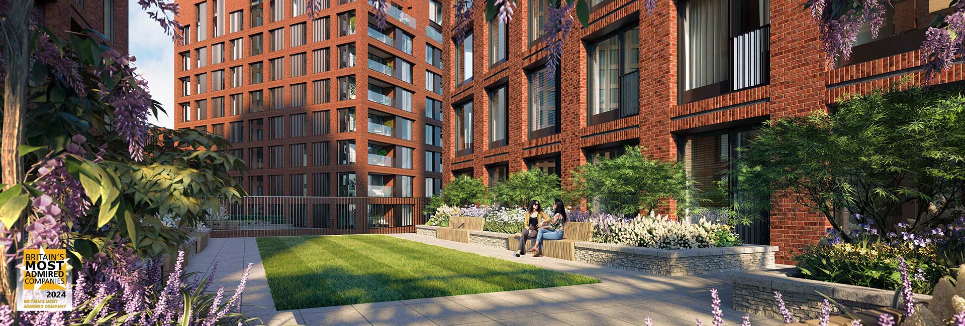 Exterior CGI at Glasswater Locks with Britain's Most Admired Company logo