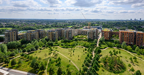 An aerial photograph of Kidbrooke Village
