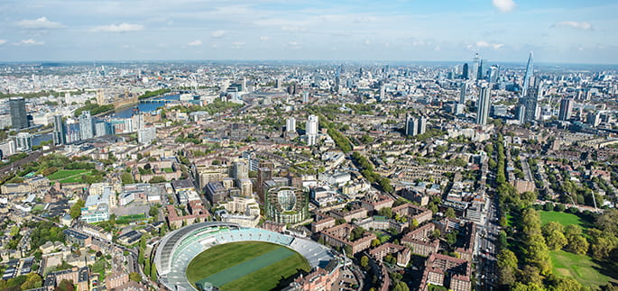 Cricket ground and surrounding area