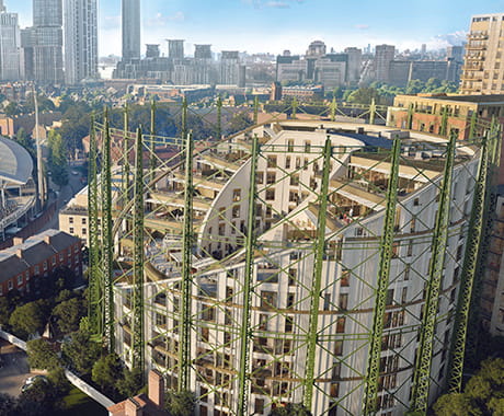 An exterior CGI of The Halo at Oval Village