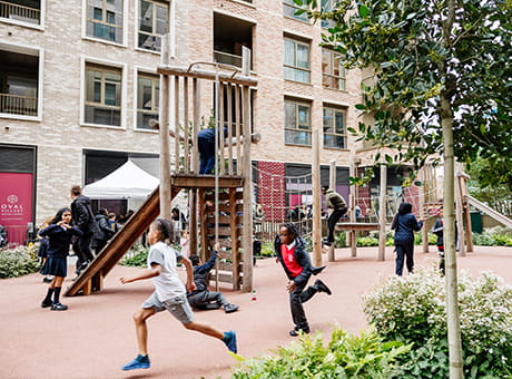 An image of the childrens play area at Oval Village