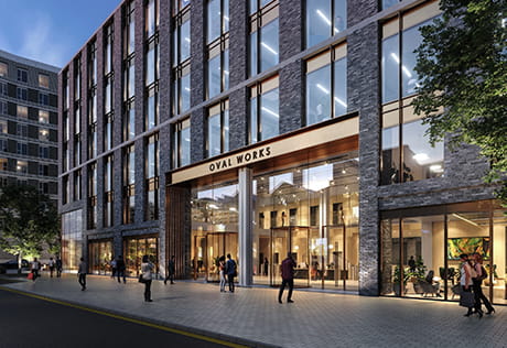 A CGI of the Oval Works Building