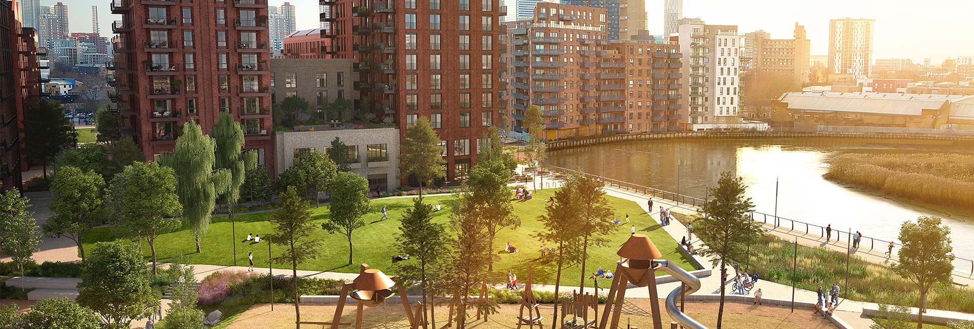An exterior CGI of Poplar Riverside