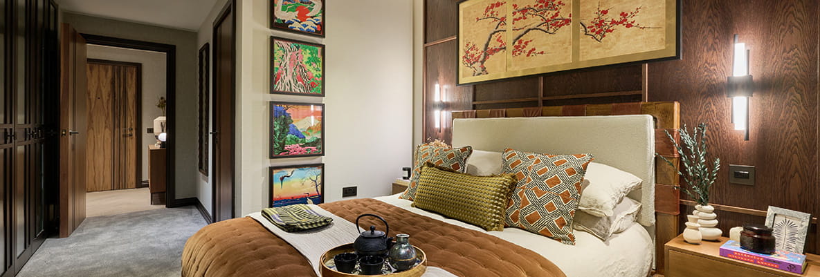 An interior image of a bedroom using interior design trends for 2025