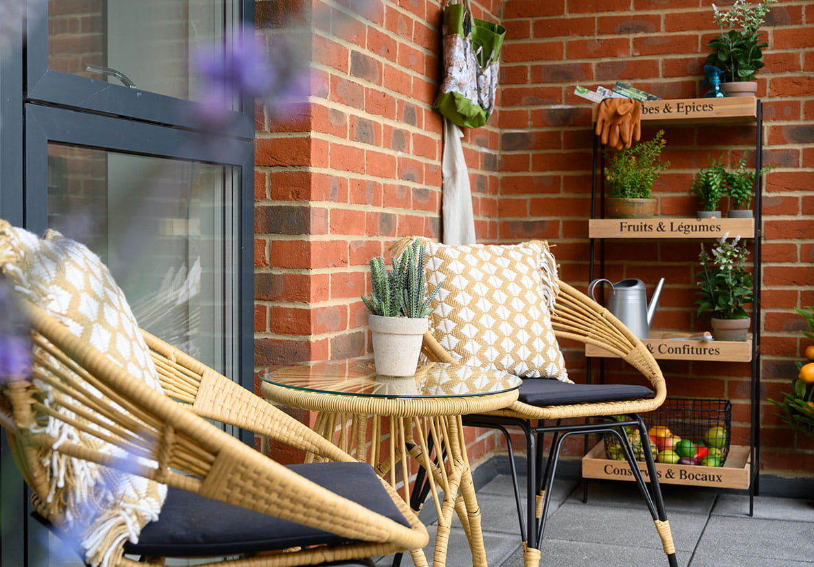 A balcony at a Berkeley Group home with plants.