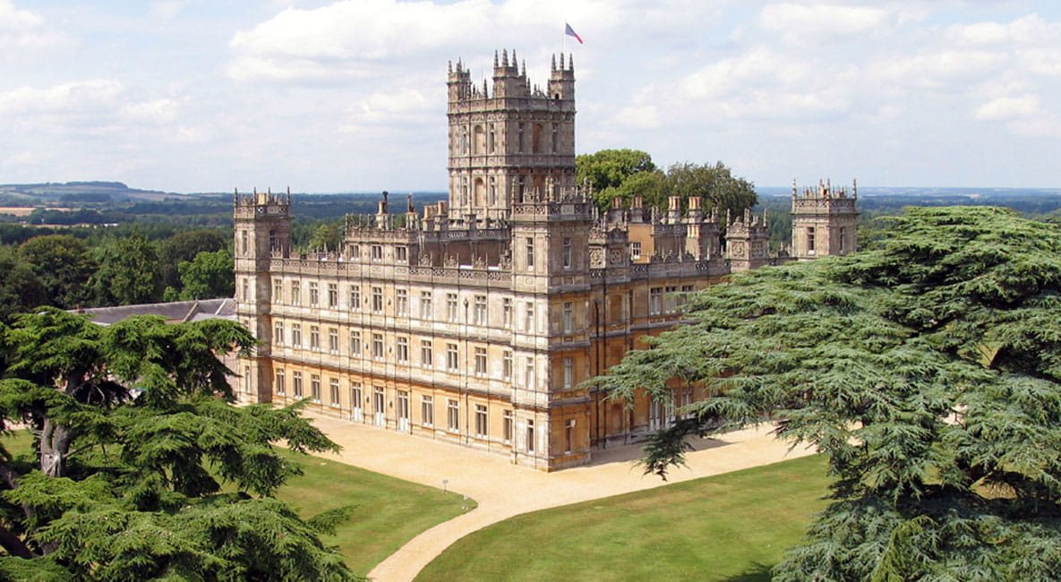 An exterior image of Highclere Castle