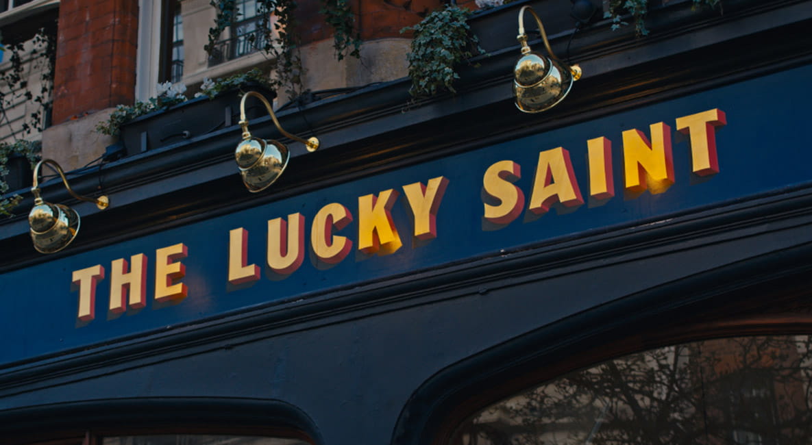 An image of The Lucky Saint pub entrance
