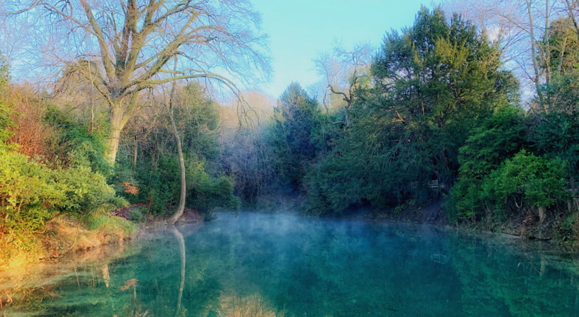 A beautiful like beside the Silent Pool Distillery