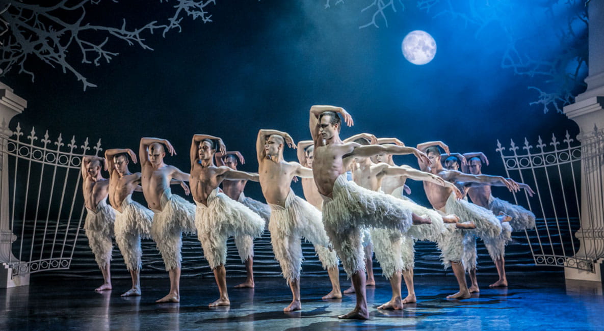 An image of dancers performing in Swan Lake Theatre show
