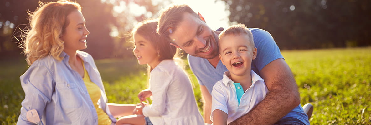 Young, Family, With, Children, Having, Fun, In, Nature.