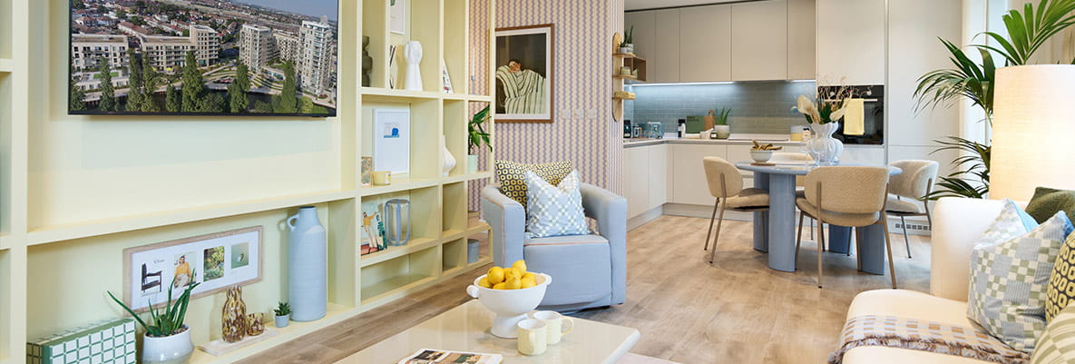 An interior Living / Dining / Kitchen image at The Capri Showhome at Grand Union