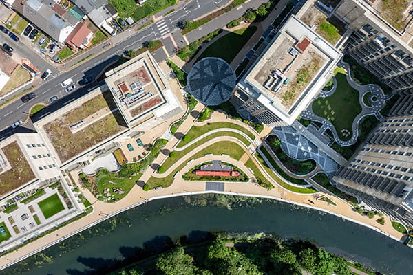 Grand Union development in Wembley from above.