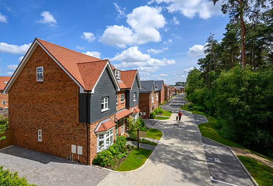 An exterior image of houses at Hartland Village