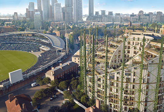 An exterior photograph of Oval Village