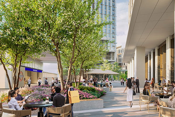 CGI of tube station entrance with modern design
