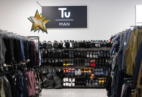 A clothes shopping scene.