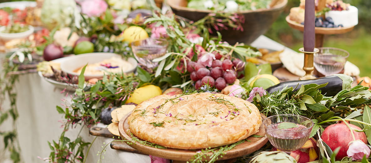 Berkeley Inspiration, A table of food for an at-home party.