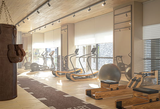 An interior CGI of the Gym Facilities at Wandsworth Mills
