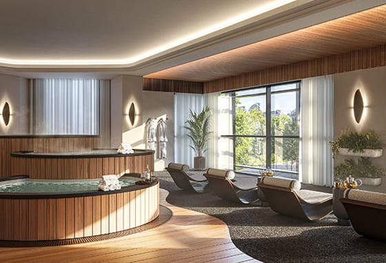 An interior CGI of the Hot Tub and Spa Facilities at Wandsworth Mills