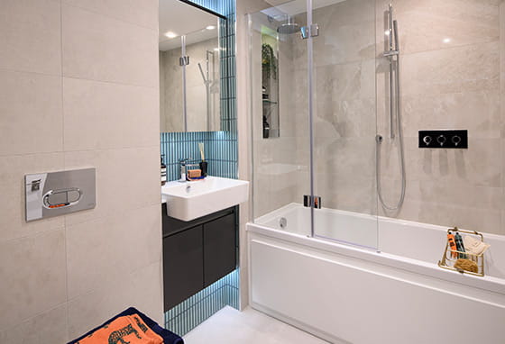 An interior bathroom image within a showhome at Royal Arsenal Riverside