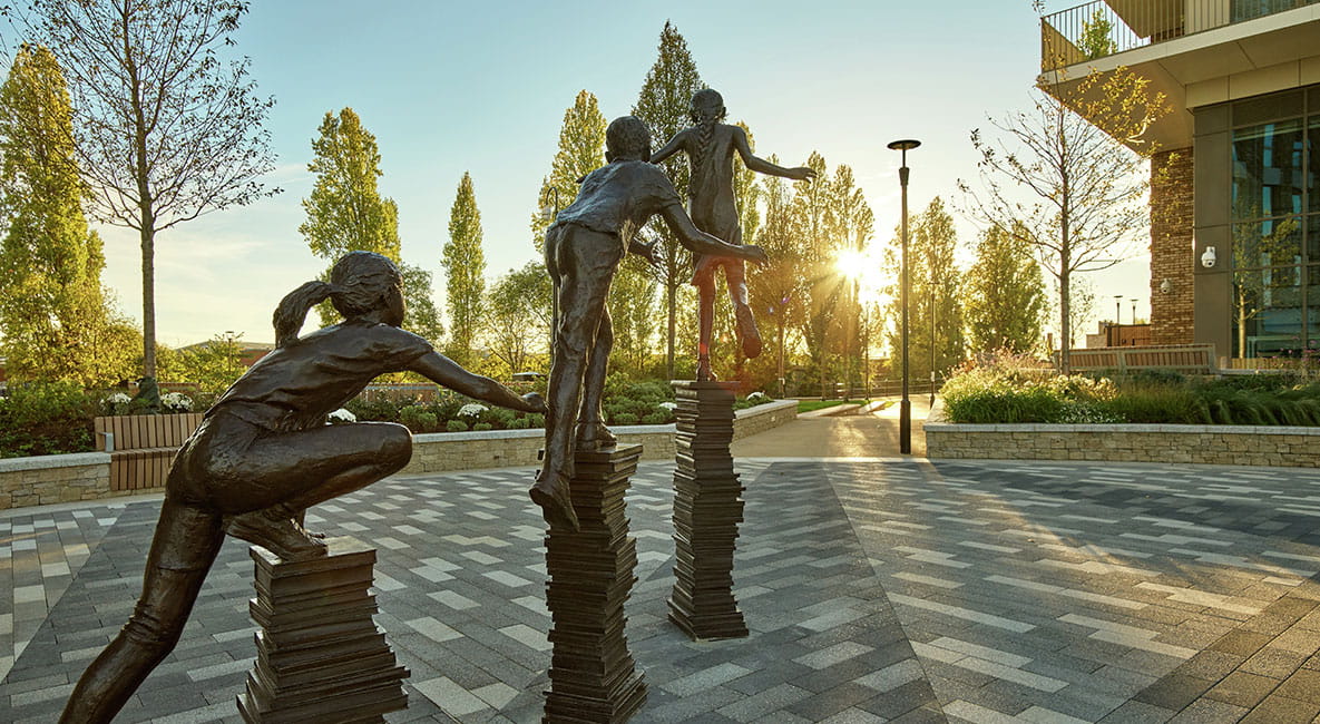 Photograph of statue monuments outside Grand Union