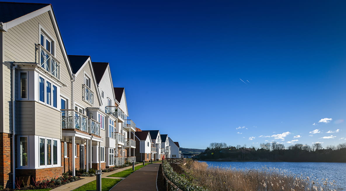 The exterior of a Berkeley Group property at Holborough Lakes.