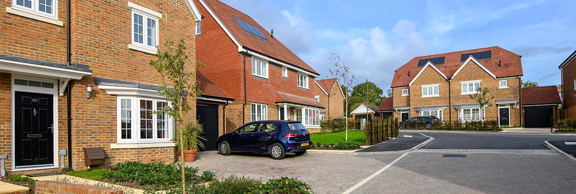 The exterior of houses in the Hollyfield development by Berkeley Group.