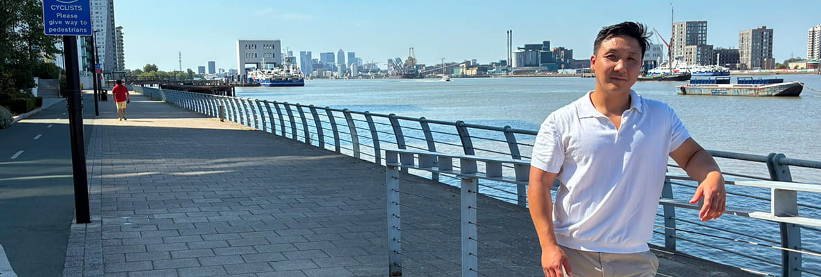 Kenny photographed in his new neighbourhood in Woolwich