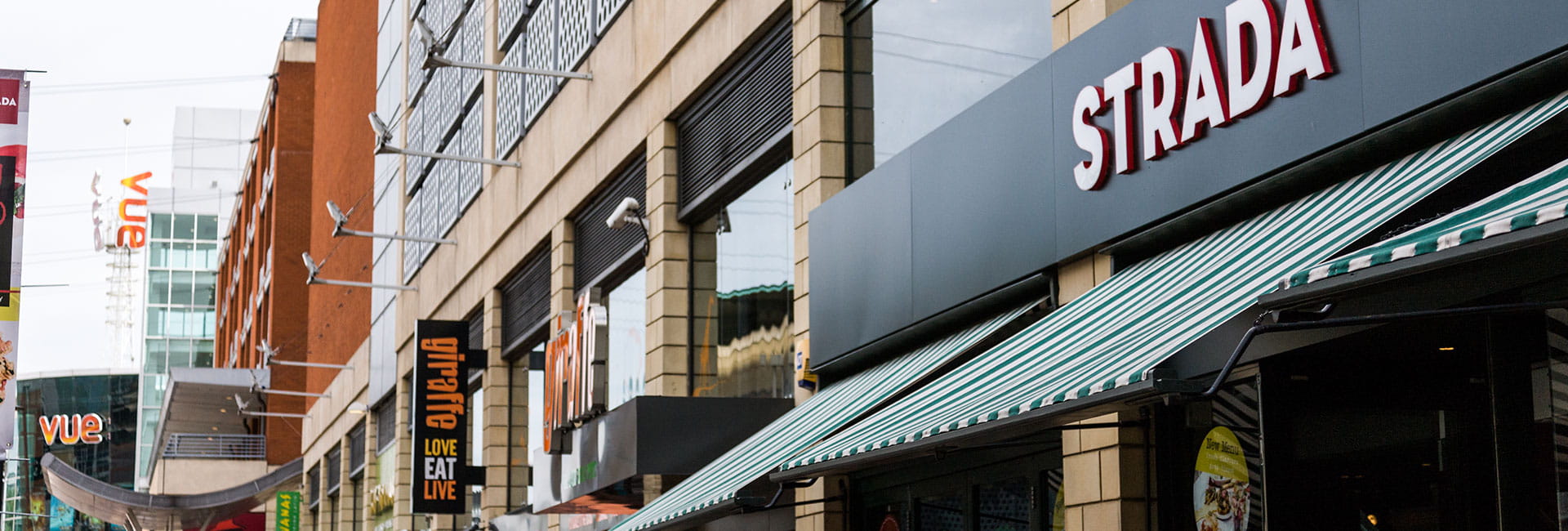 The exterior of two restaurants and a cinema in Reading.